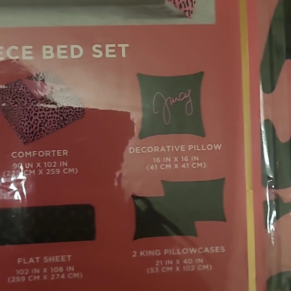 Juicy Couture Pink and Black Leopard 8pc Comforter Set - King